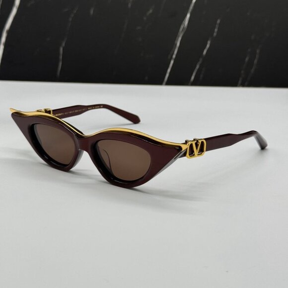 NEW V-GOLDCUT VLS-114B VALENTINO SUNGLASSES BORDEAUX CAT EYE EYEWEAR VALENTINO - Picture 1 of 13